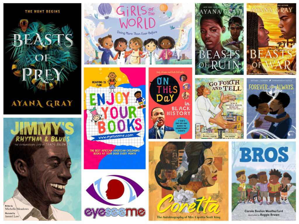 Collage of books from EyeSeeMe African American Childrens Bookstore